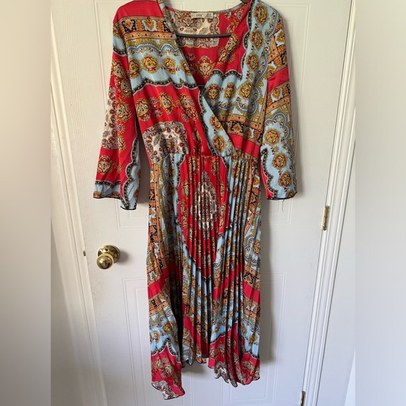 Beautiful vibrant coloured midi dress Dex dress Size M - Picture 1 of 8